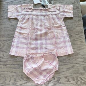 Burberry Pink Striped Baby Dress 12M